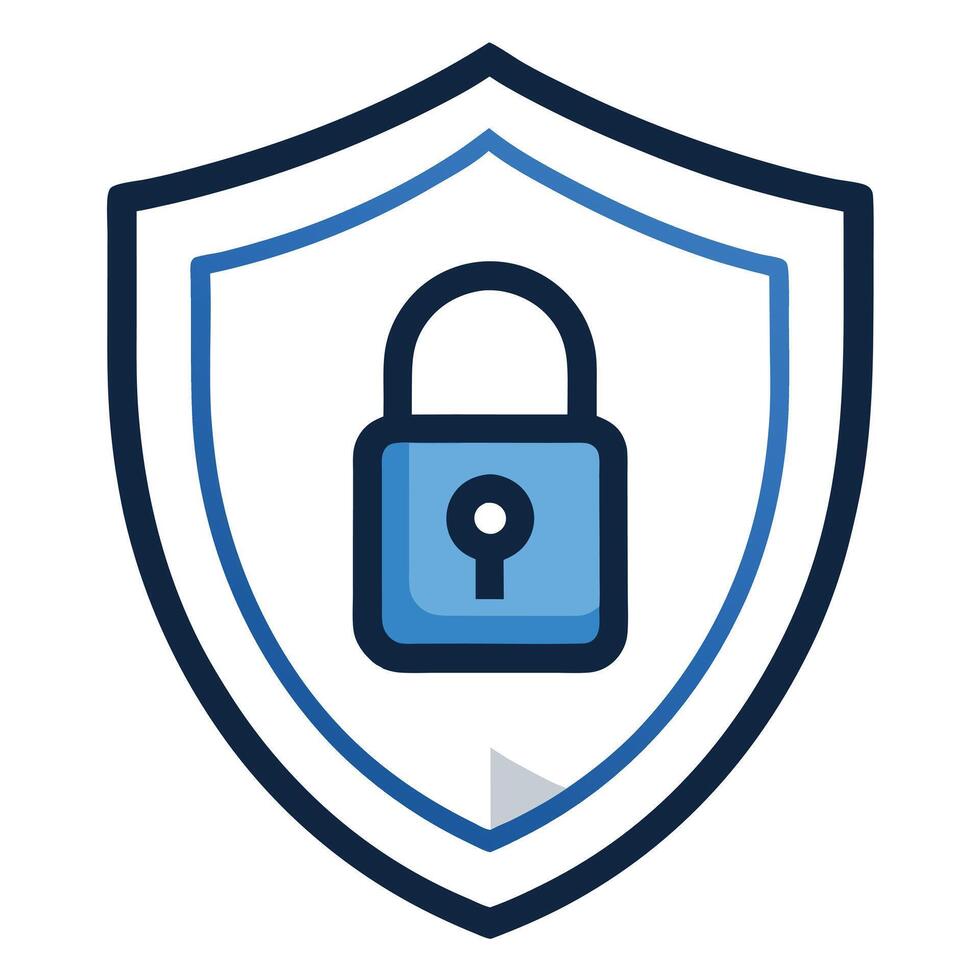 Protective Shield Icon with a Lock and Isolated Background vector