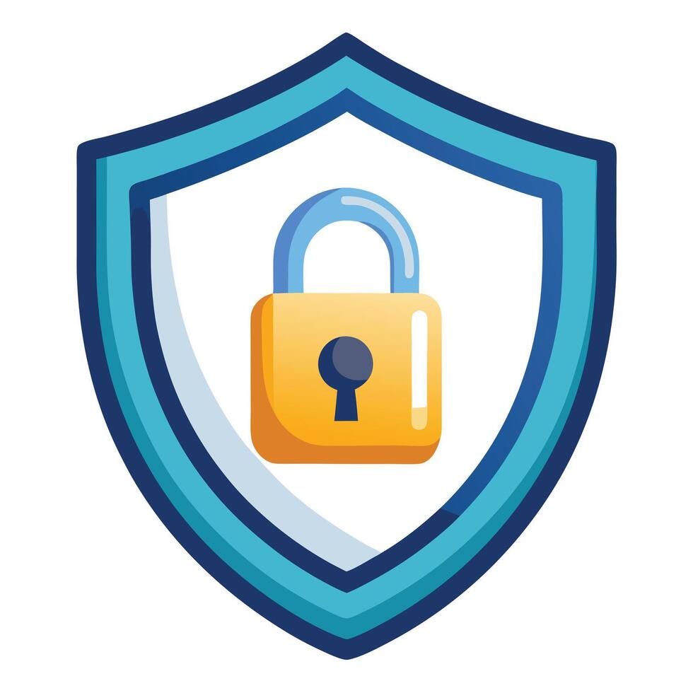 Security Shield Icon Featuring a Lock and Isolated Background vector