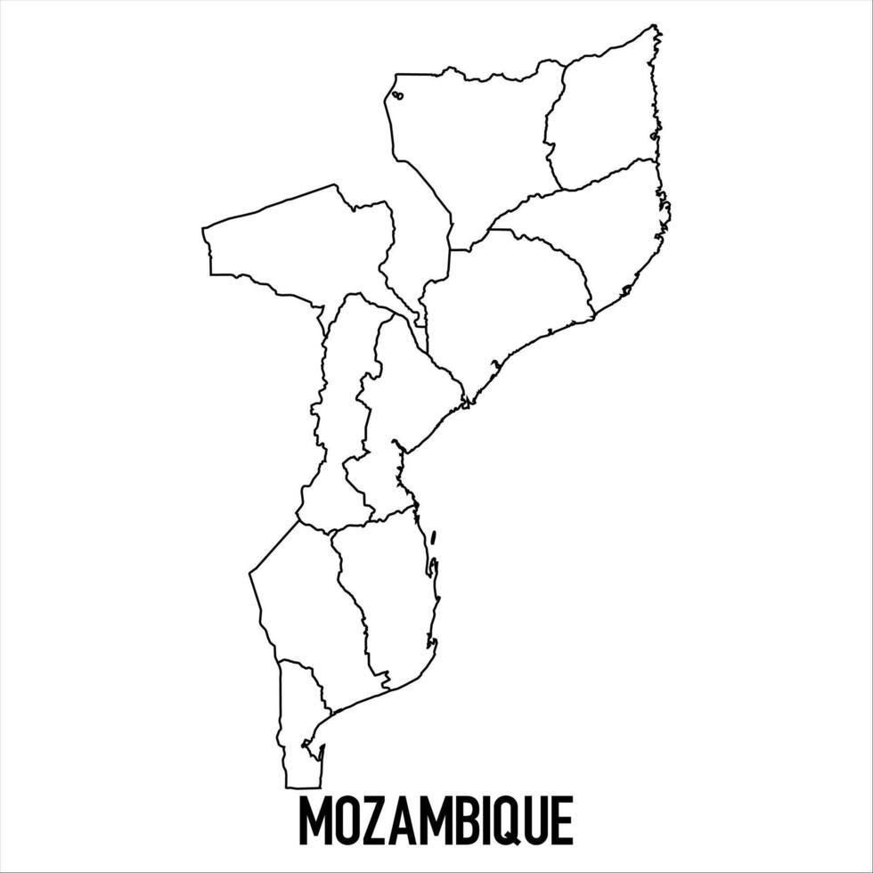 Mozambique - solid black outline border map of country area. Simple flat illustration vector