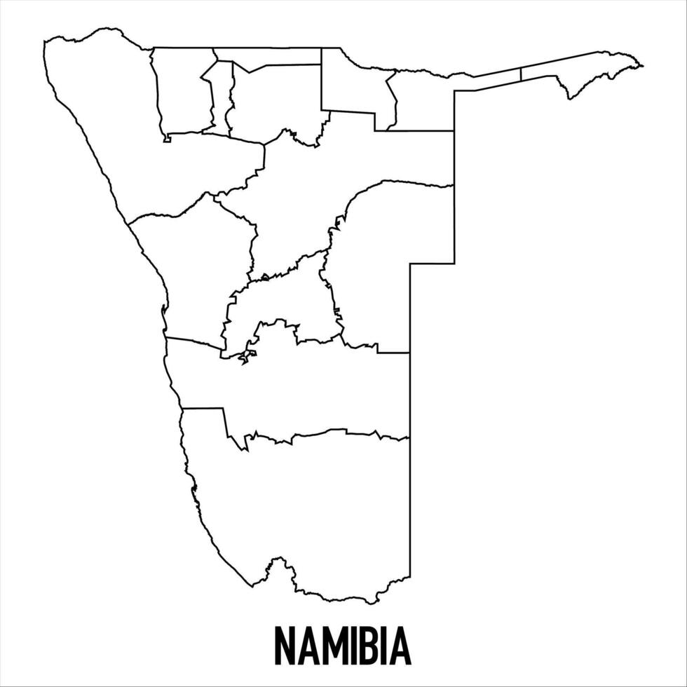 Namibia - solid black outline border map of country area. Simple flat illustration vector