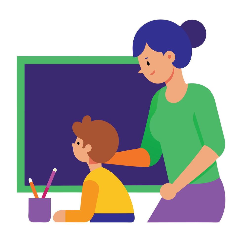 Creative Mothers Day Scene of a Mother Teaching Her Child New Skills vector