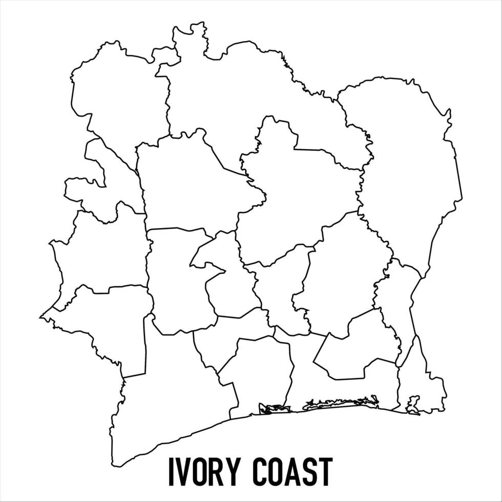 Ivory Coast - solid black outline border map of country area. Simple flat illustration vector