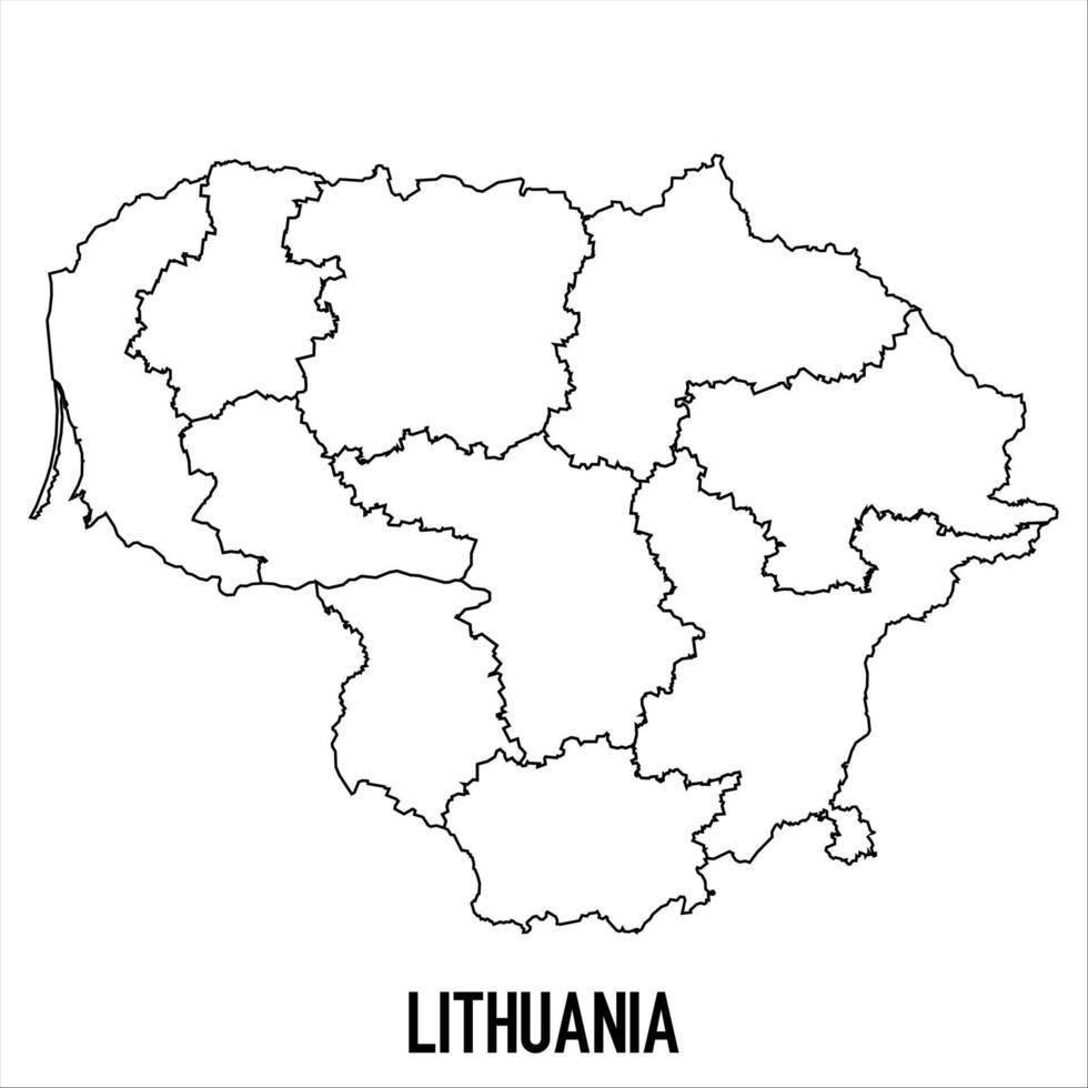 Lithuania - solid black outline border map of country area. Simple flat illustration vector