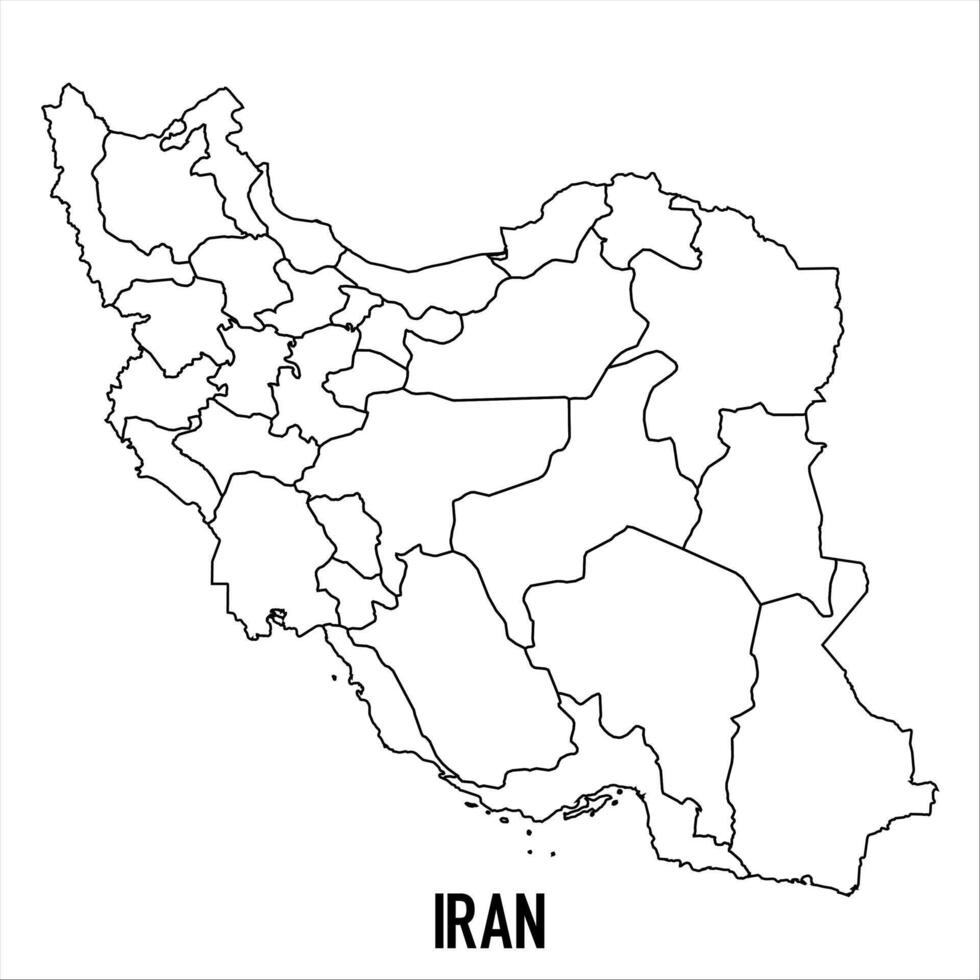 Iran - solid black outline border map of country area. Simple flat illustration vector