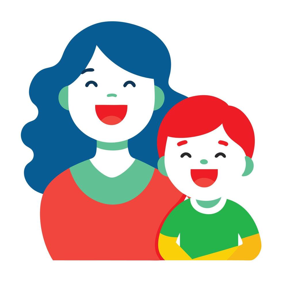 Joyful Mothers Day Illustration of a Mother and Child Laughing Together Brightly vector