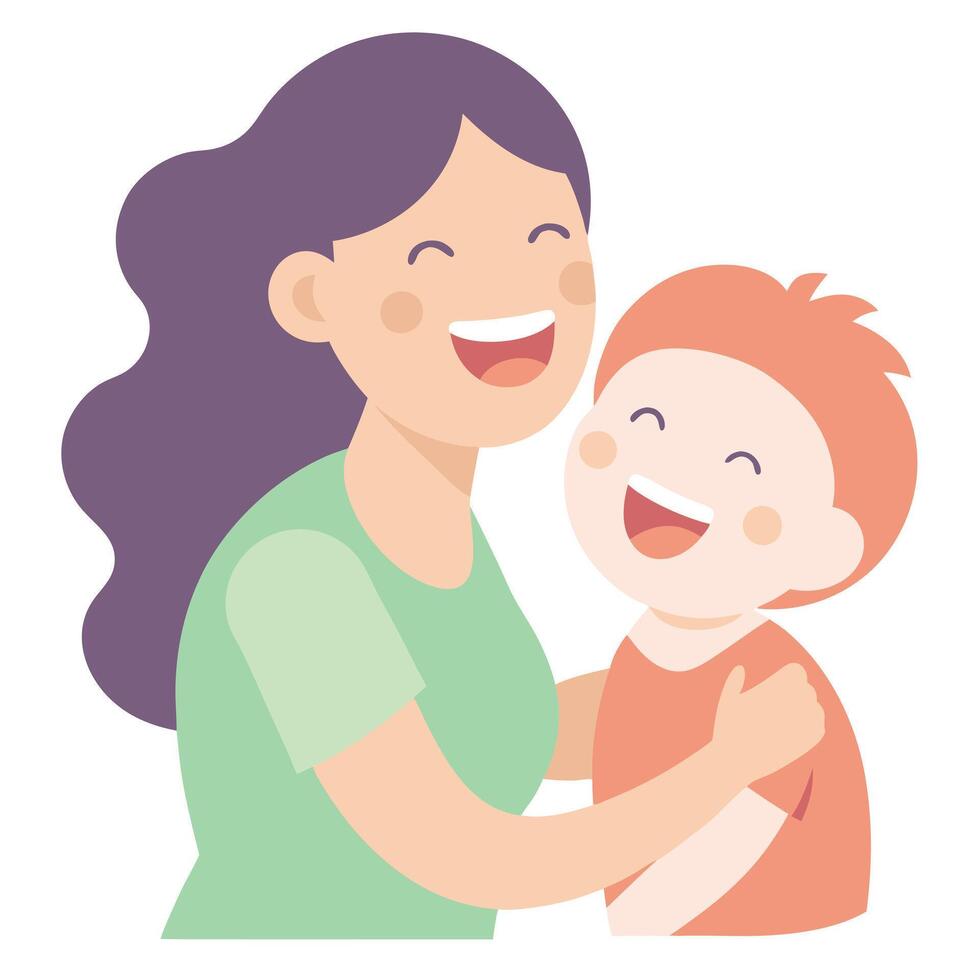 Lighthearted Mothers Day Image of a Mother and Child Sharing a Loving Moment vector