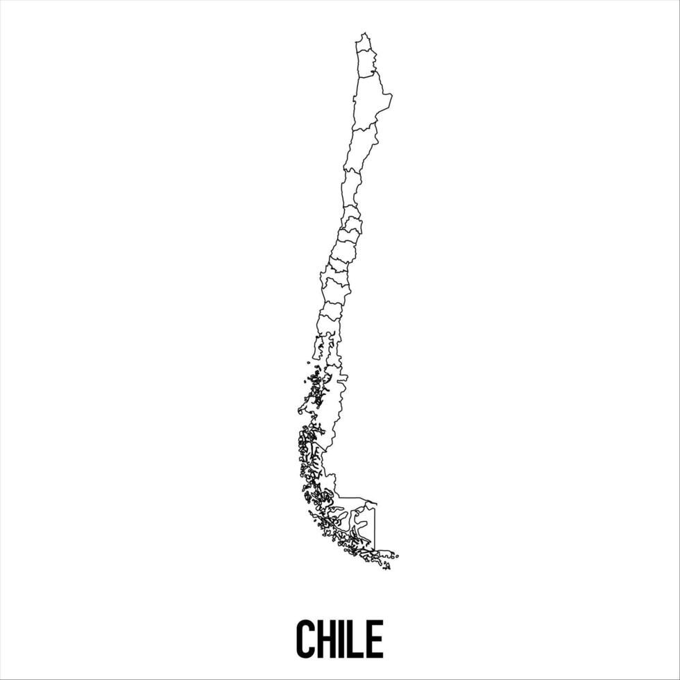 Chile - solid black outline border map of country area. Simple flat illustration vector