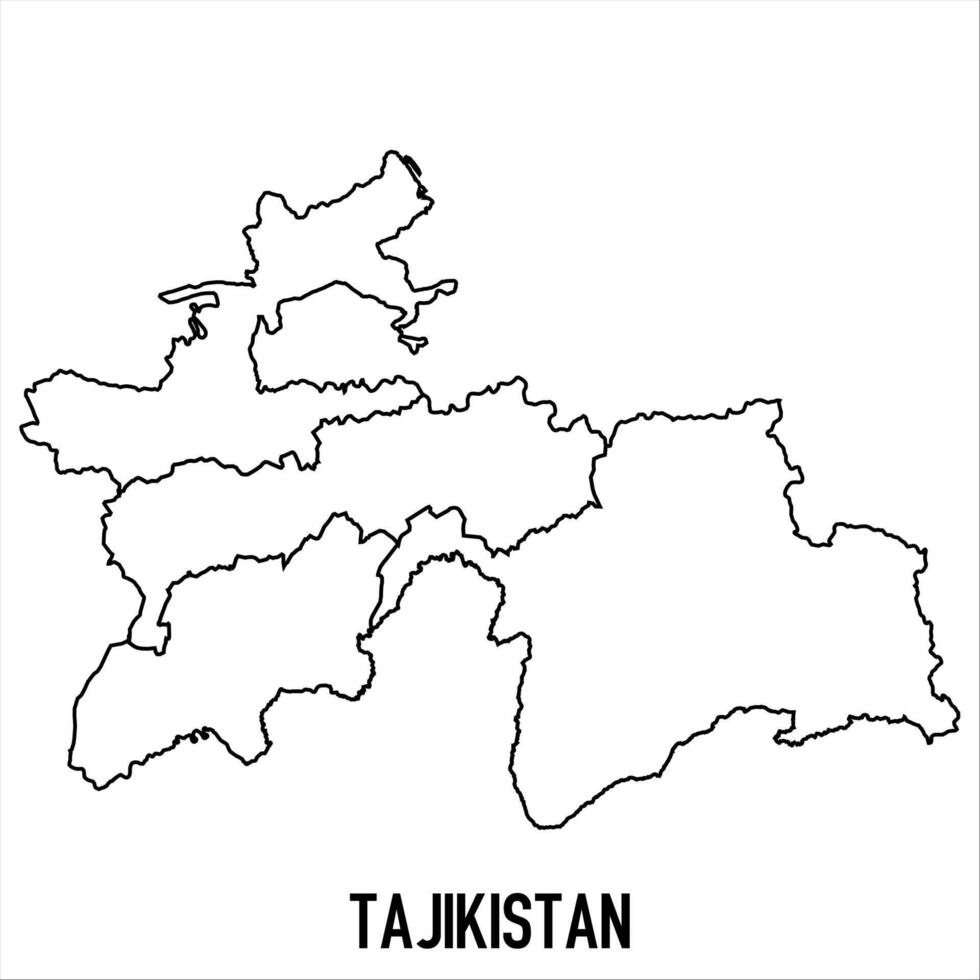 Tajikistan - solid black outline border map of country area. Simple flat illustration vector