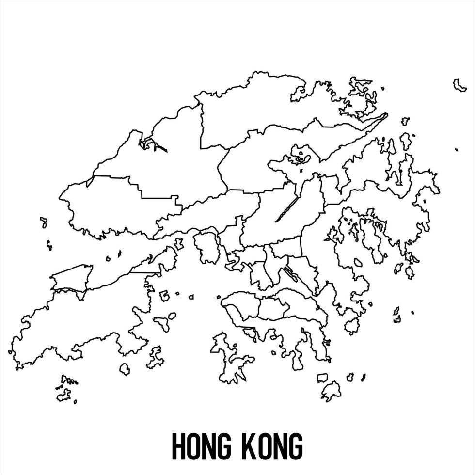 Hong Kong - solid black outline border map of country area. Simple flat illustration vector
