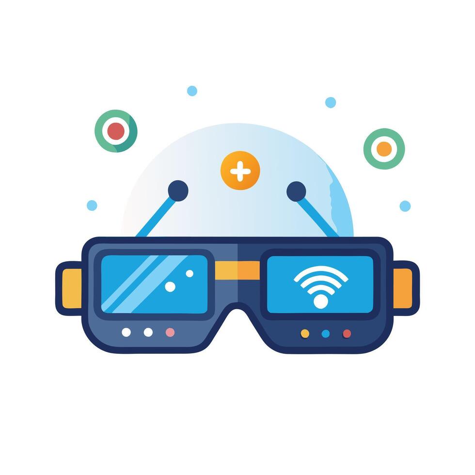 Elegant Glasses Icon Displaying AR Elements and Isolated Background vector