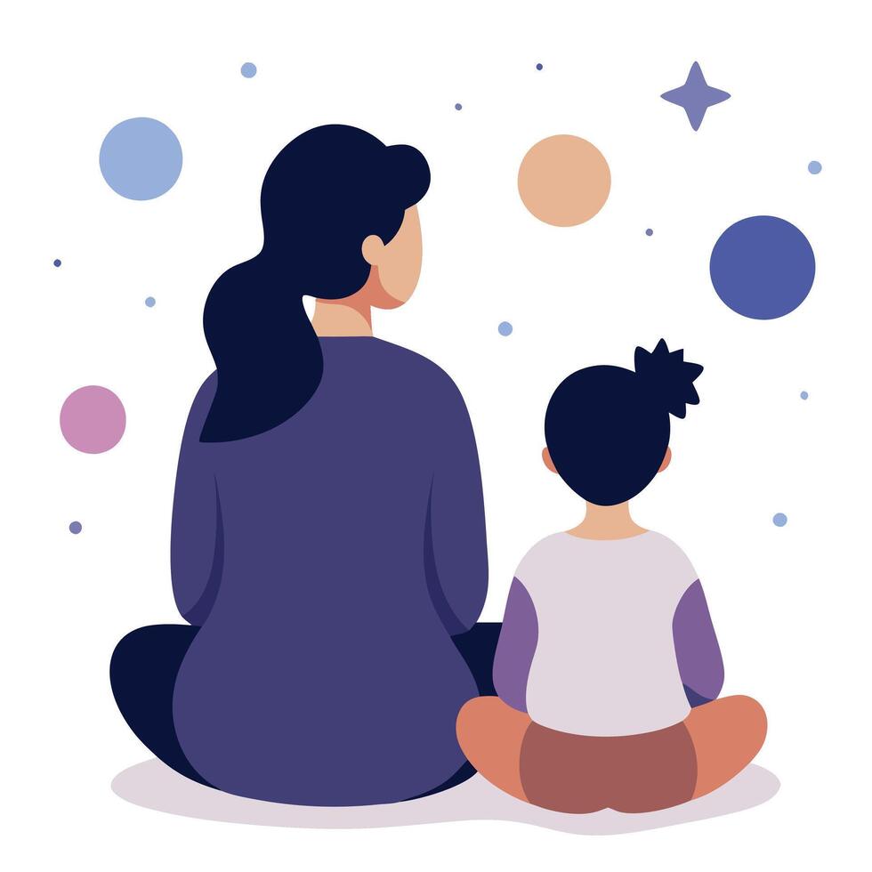 Mothers Day Illustration of a Mother and Daughter Sitting Together Watching a Show vector