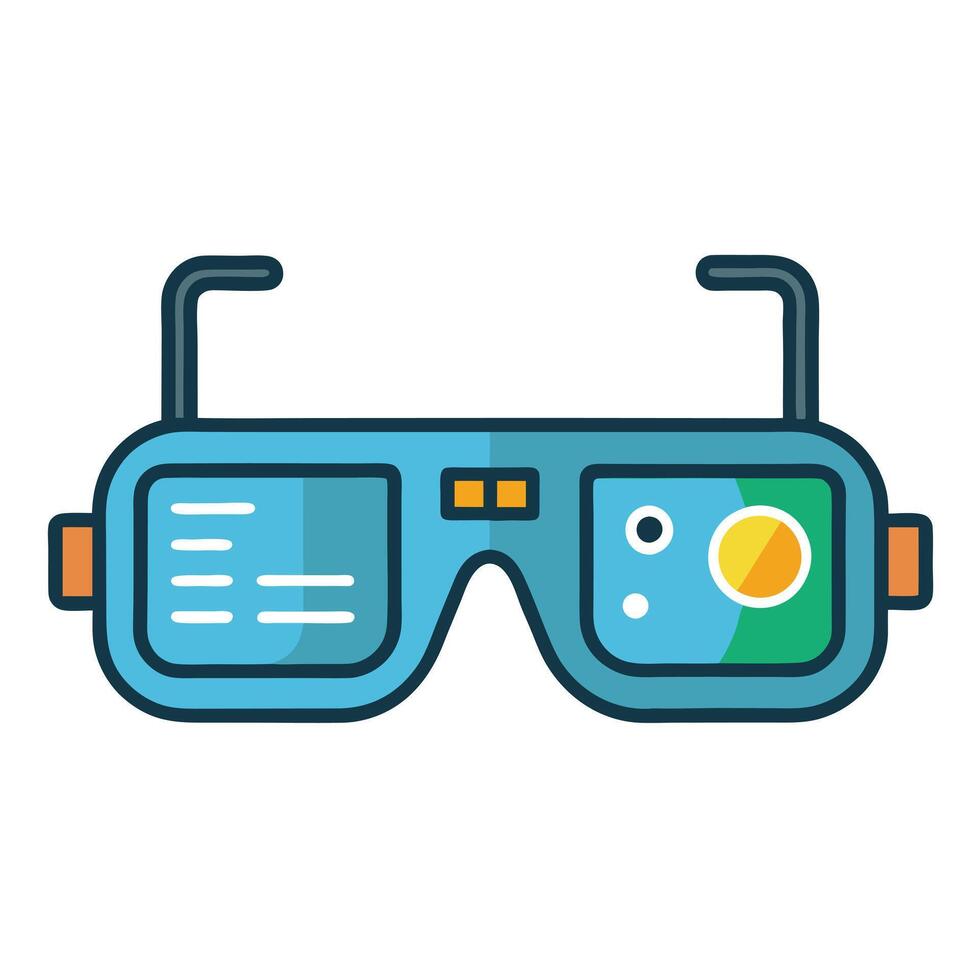 Glasses Icon Displaying AR Elements and Isolated Background vector
