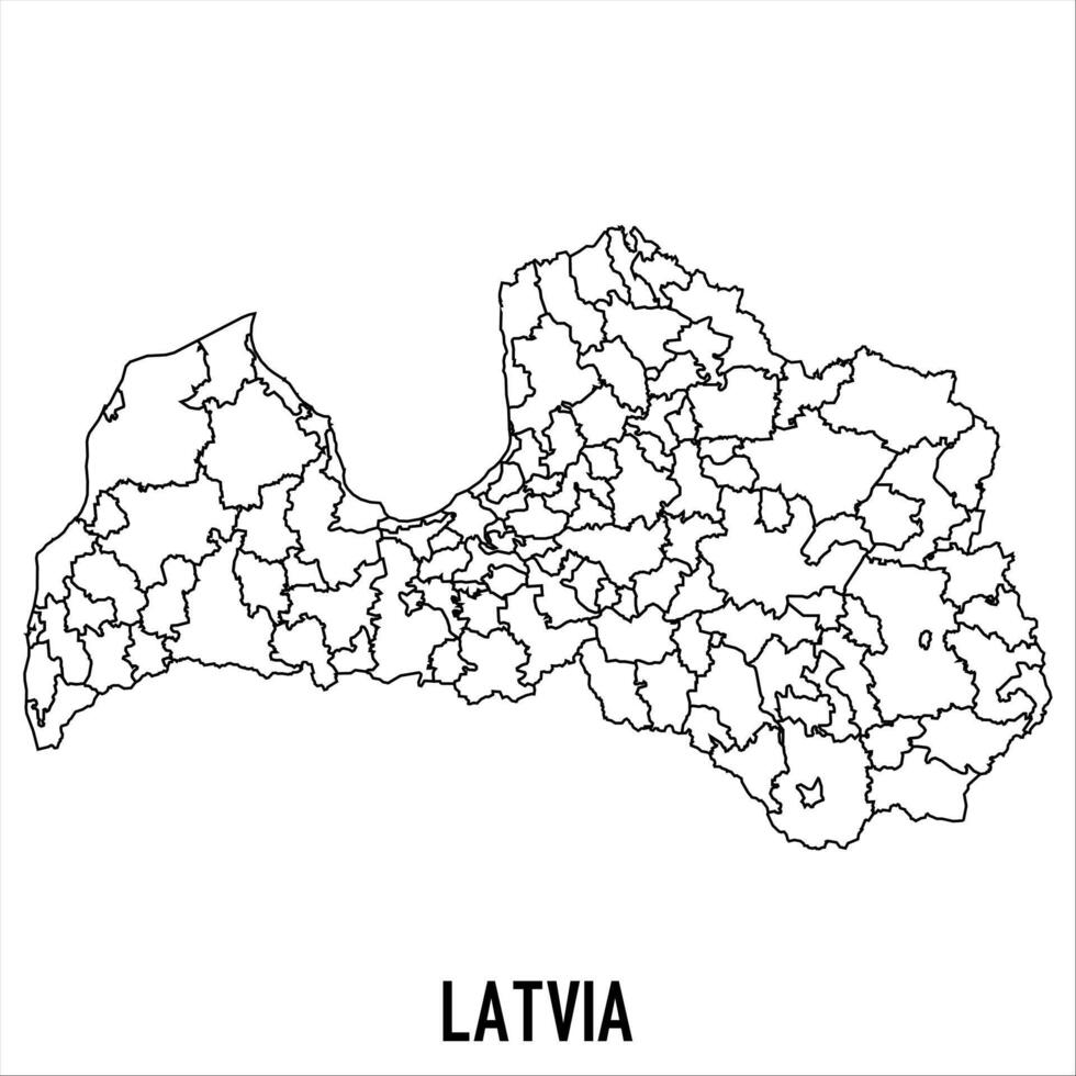 Latvia - solid black outline border map of country area. Simple flat illustration vector