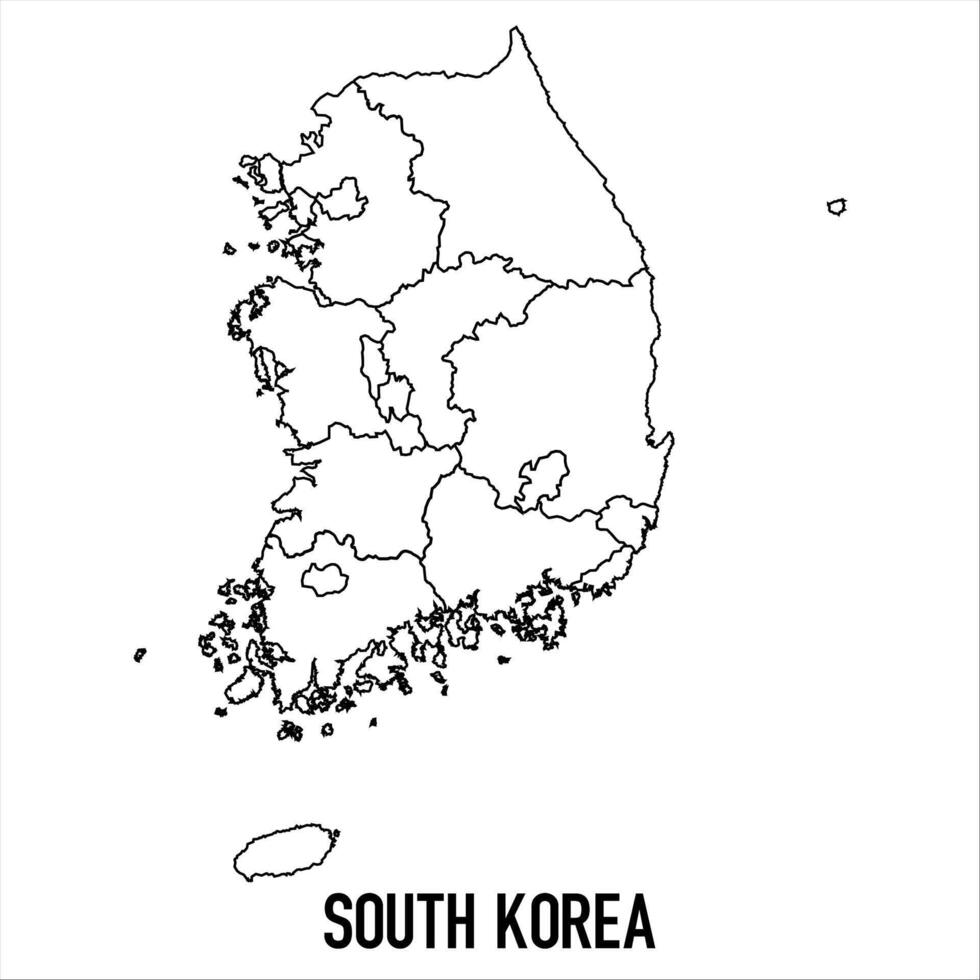 South Korea - solid black outline border map of country area. Simple flat illustration vector
