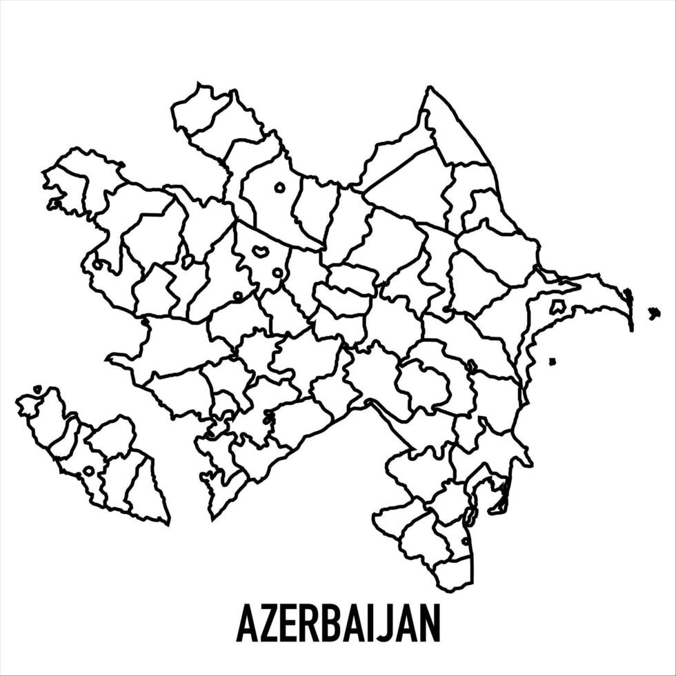 Azerbaijan - solid black outline border map of country area. Simple flat illustration vector