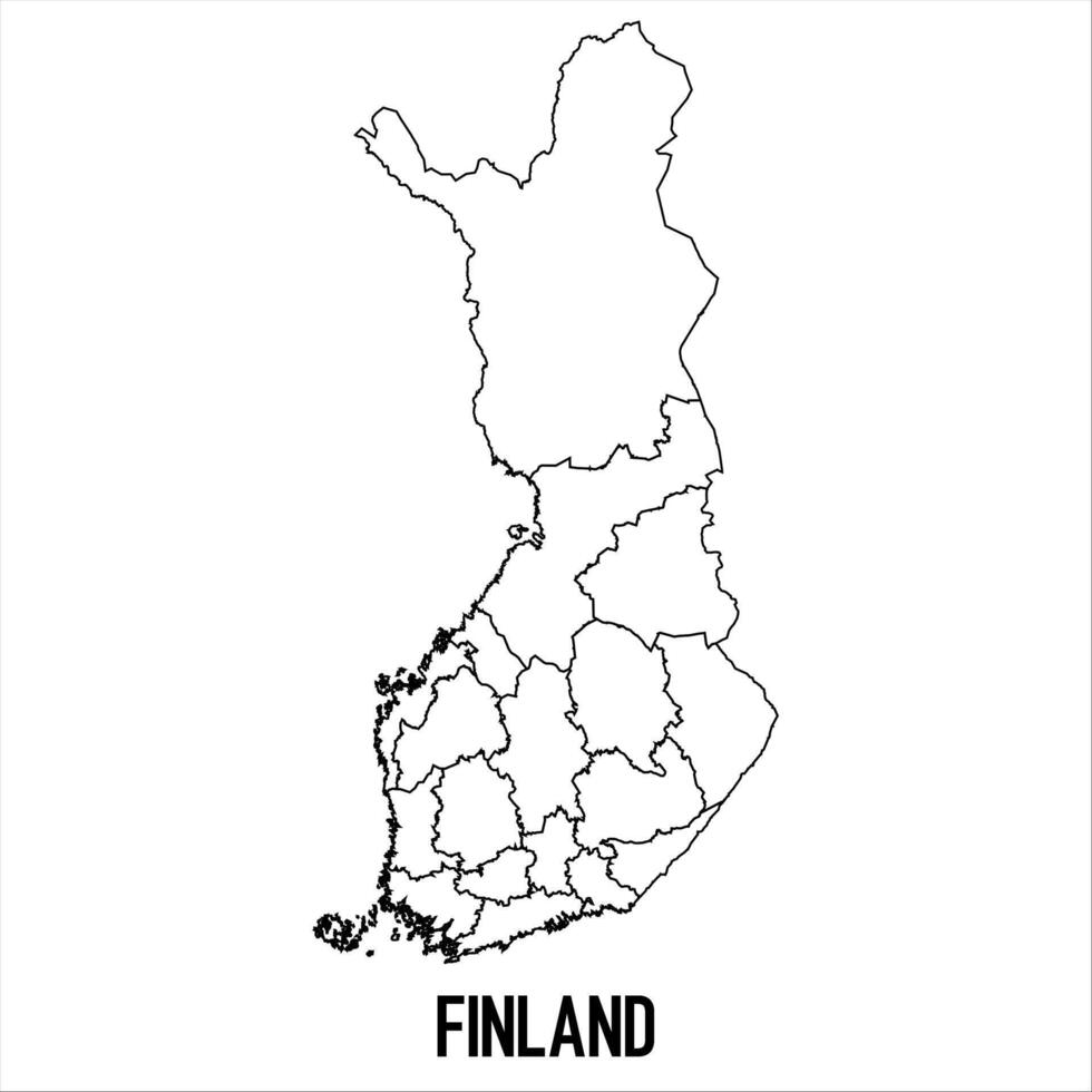 Finland - solid black outline border map of country area. Simple flat illustration vector