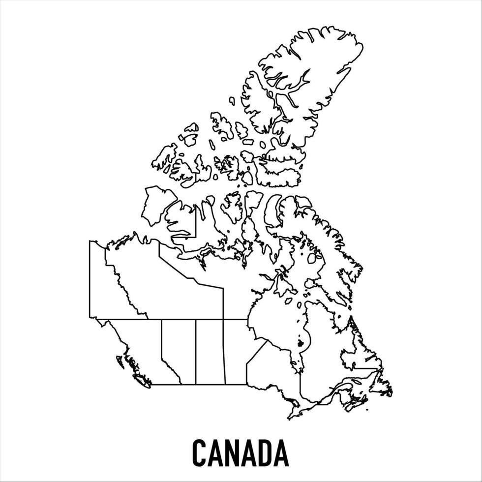 Canada - solid black outline border map of country area. Simple flat illustration vector