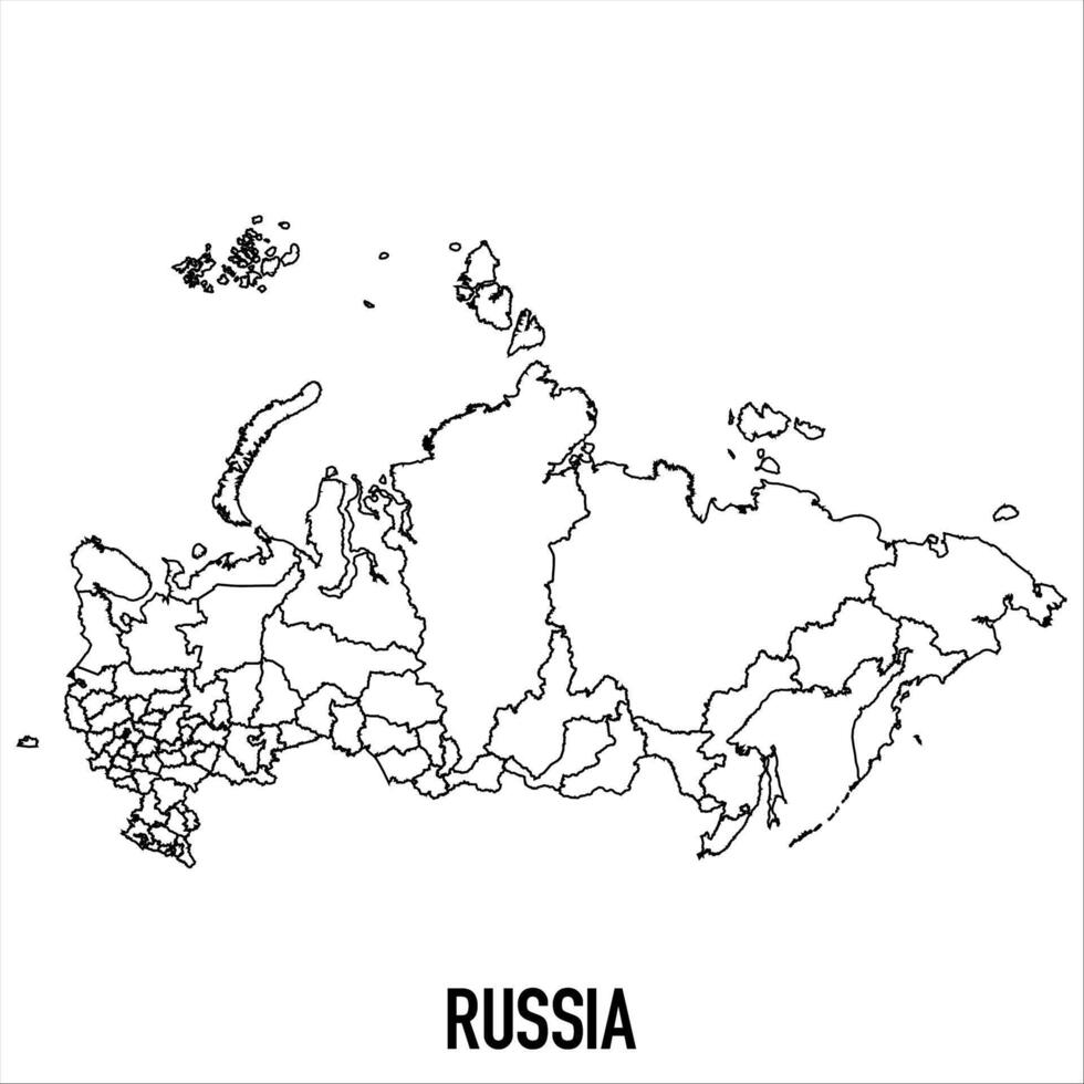 Russia - solid black outline border map of country area. Simple flat illustration vector
