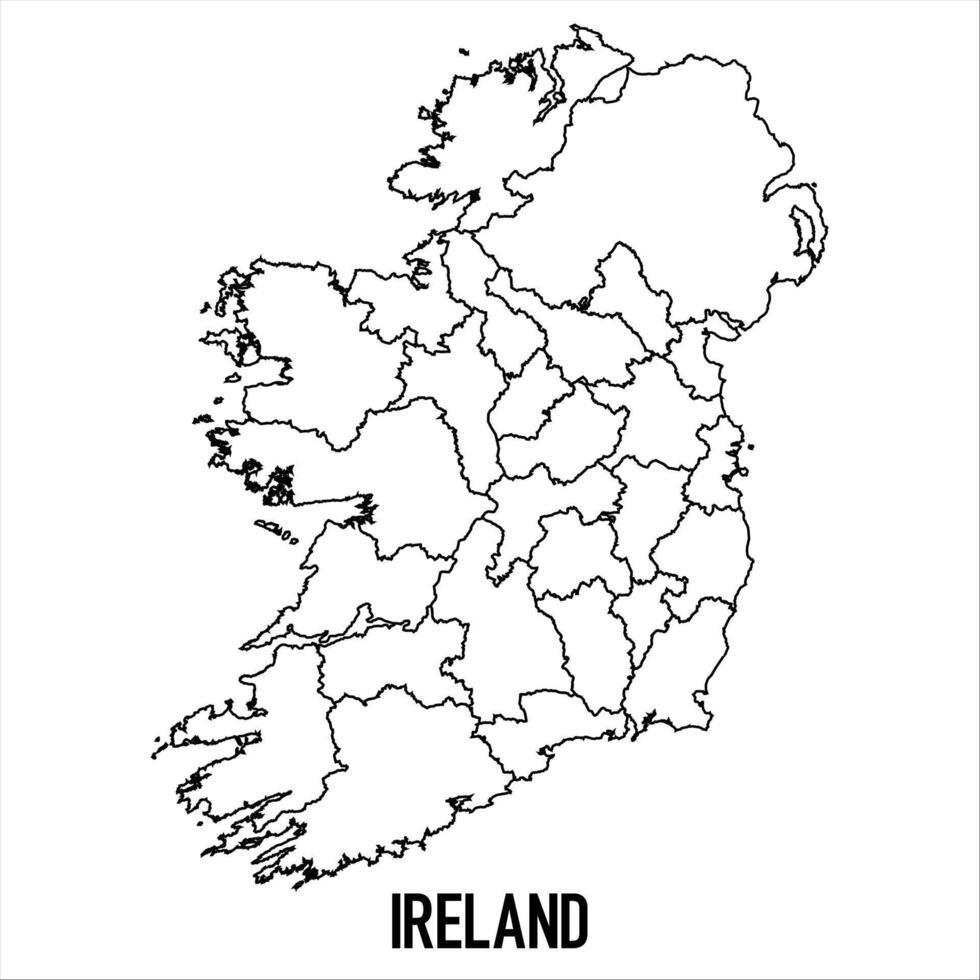 Ireland - solid black outline border map of country area. Simple flat illustration vector