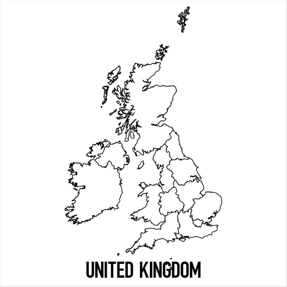 United Kingdom - solid black outline border map of country area. Simple flat illustration vector