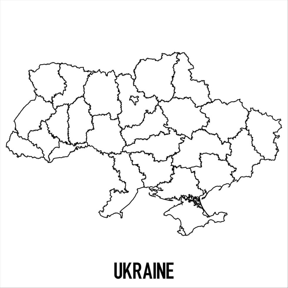 Ukraine - solid black outline border map of country area. Simple flat illustration vector