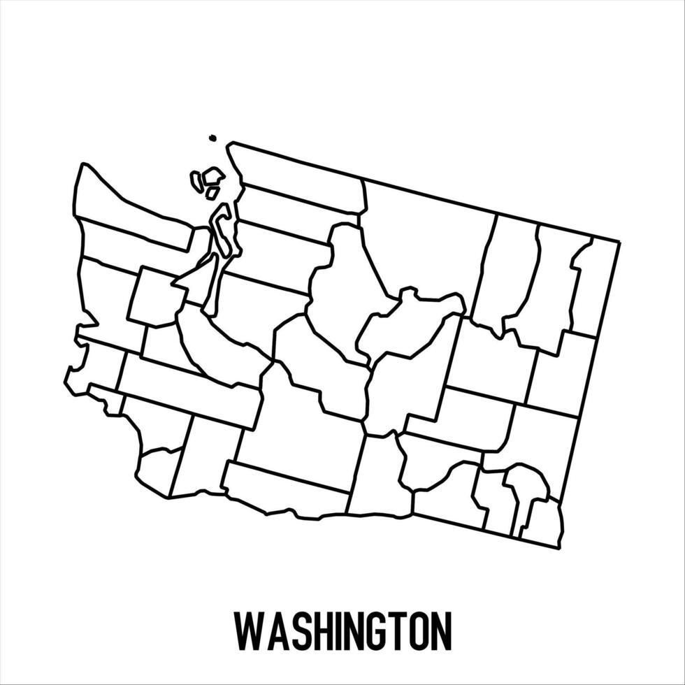 Washington - solid black outline border map of country area. Simple flat illustration vector