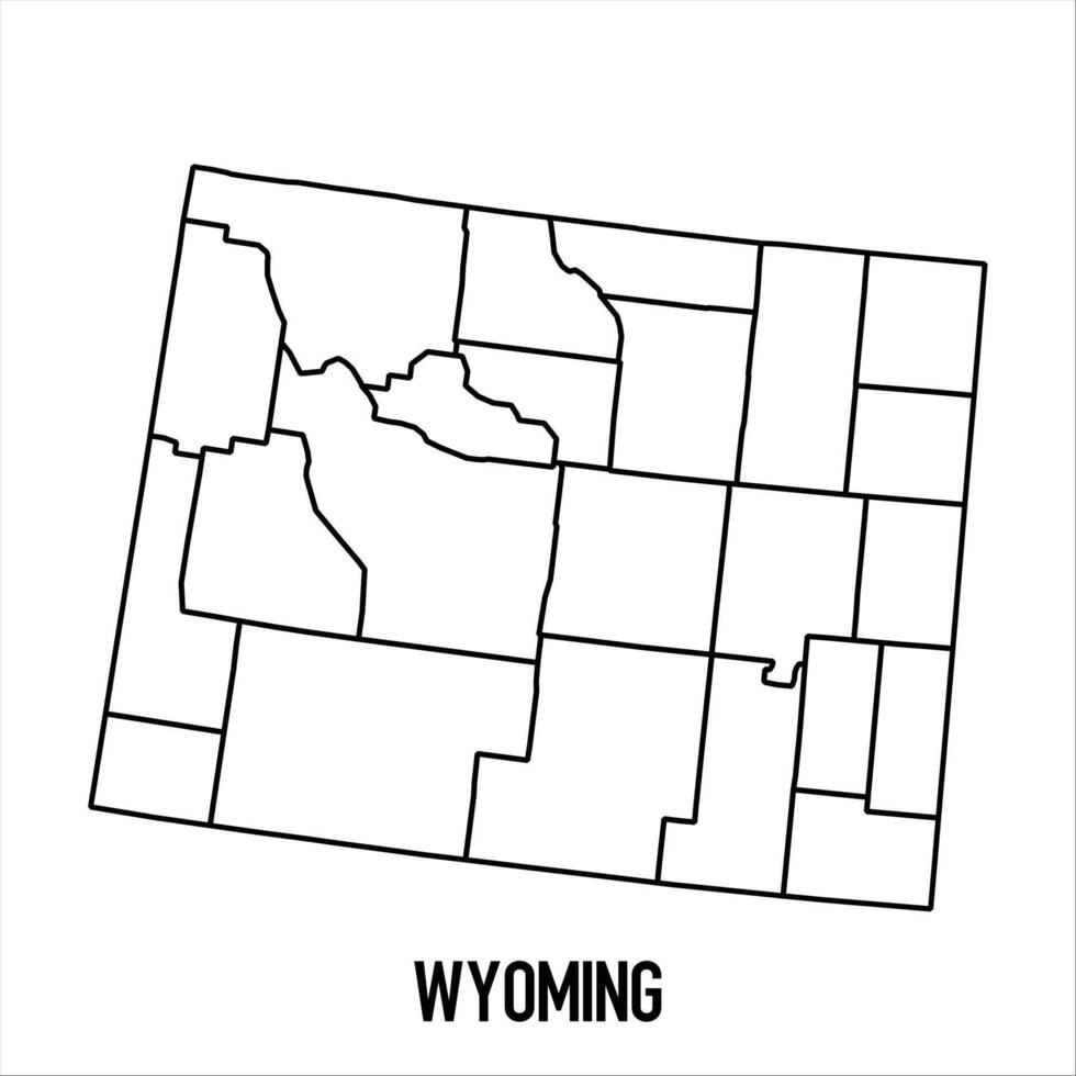 Wyoming - solid black outline border map of country area. Simple flat illustration vector
