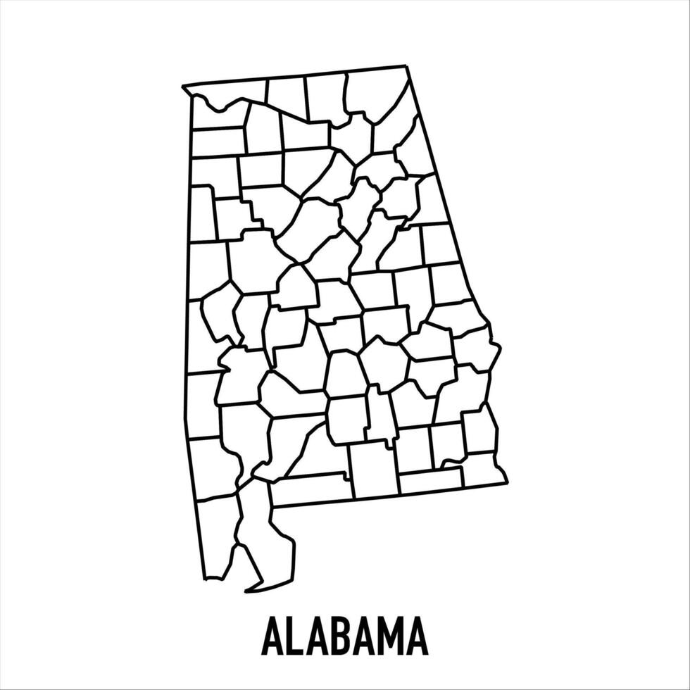 Alabama - solid black outline border map of country area. Simple flat illustration vector