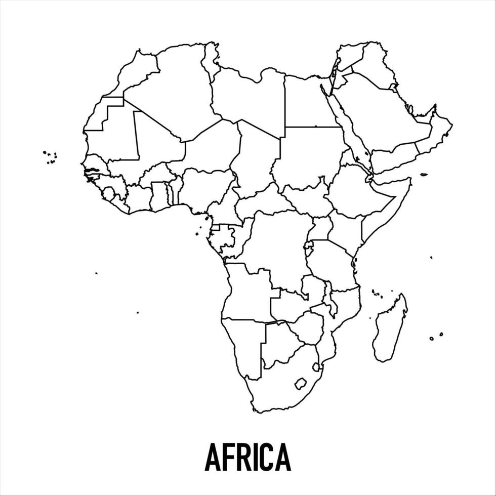 Africa - solid black outline border map of country area. Simple flat illustration vector