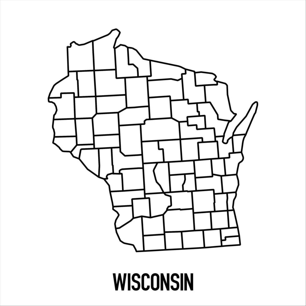 Wisconsin - solid black outline border map of country area. Simple flat illustration vector