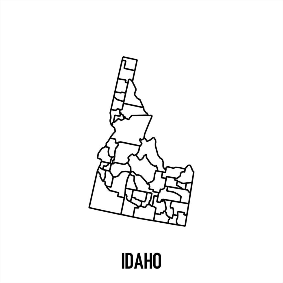 Idaho - solid black outline border map of country area. Simple flat illustration vector