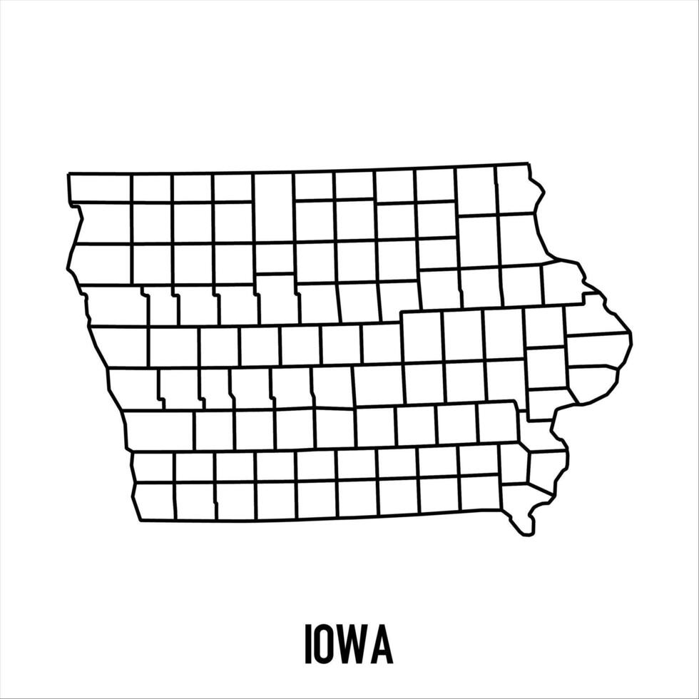 Iowa - solid black outline border map of country area. Simple flat illustration vector