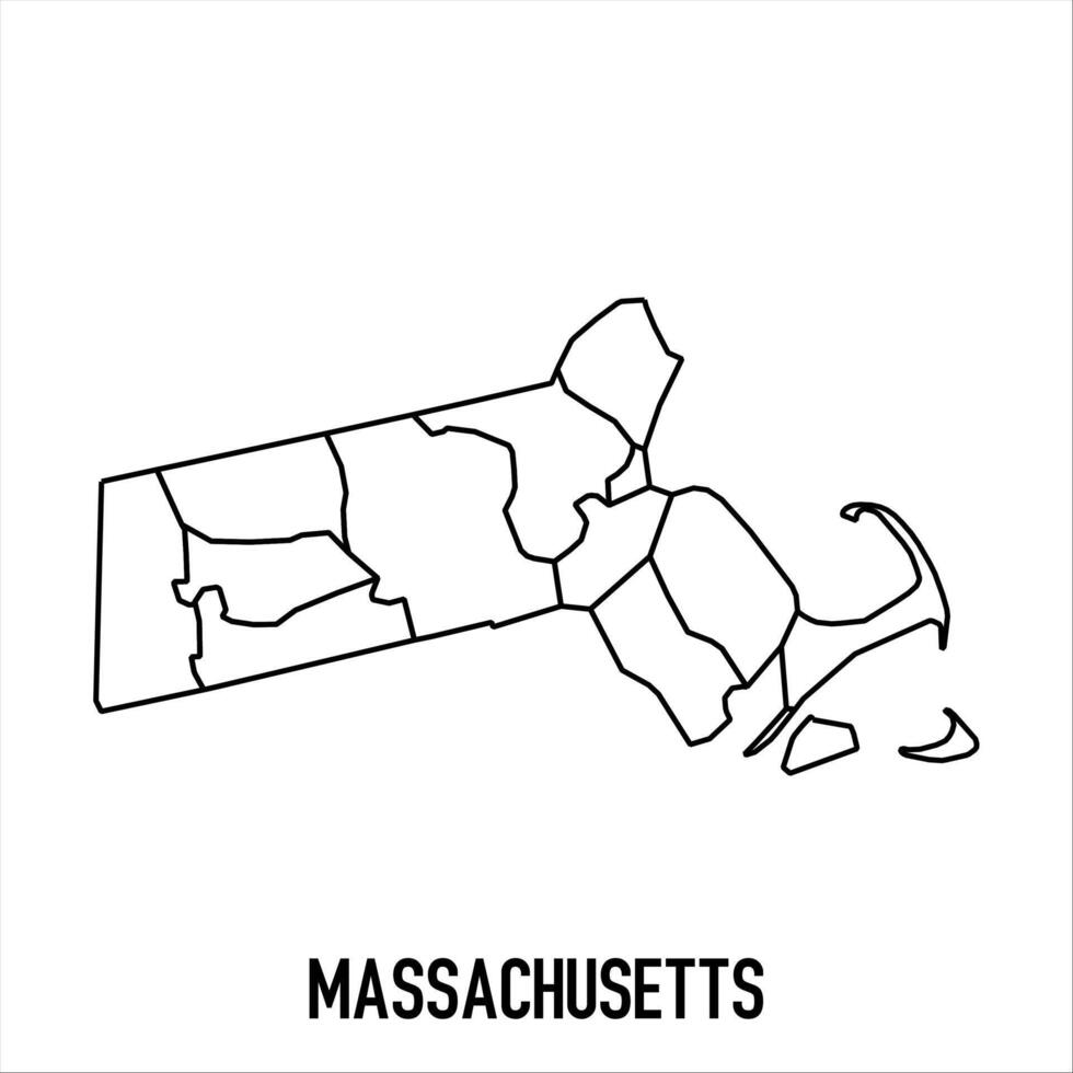 Massachusetts - solid black outline border map of country area. Simple flat illustration vector