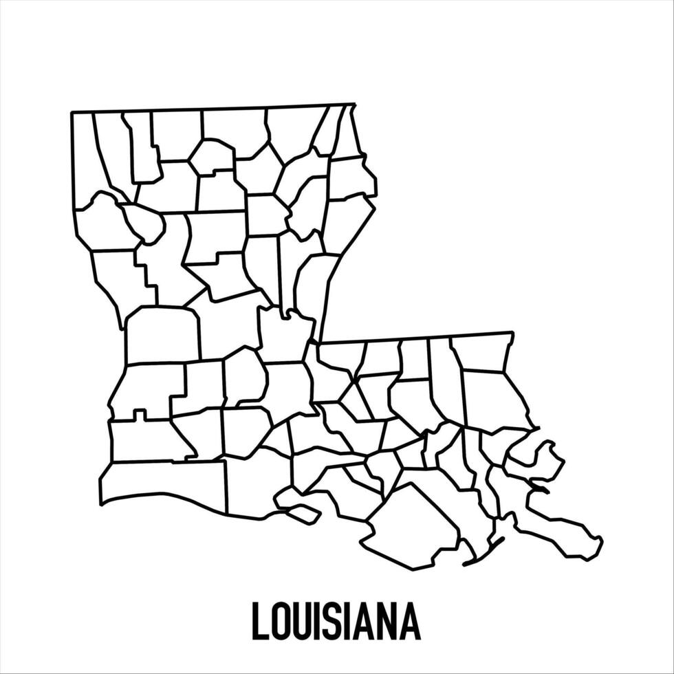 Louisiana - solid black outline border map of country area. Simple flat illustration vector