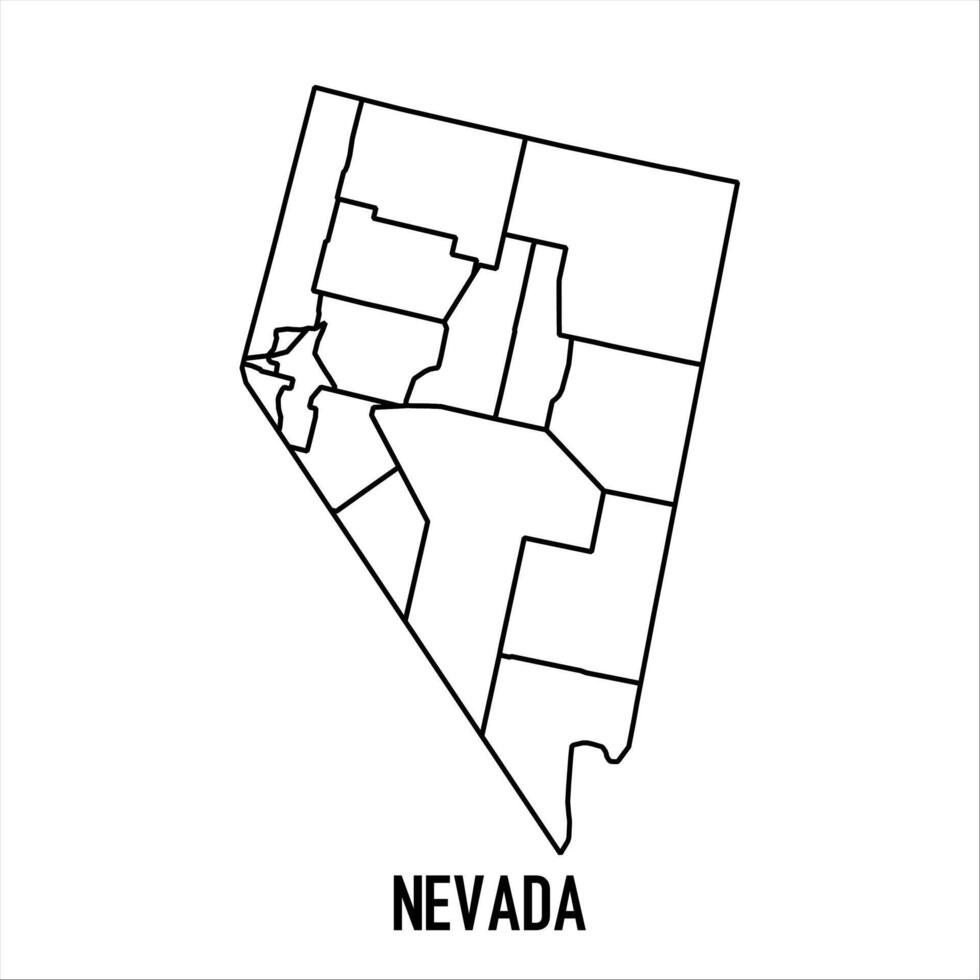 Nevada - solid black outline border map of country area. Simple flat illustration vector