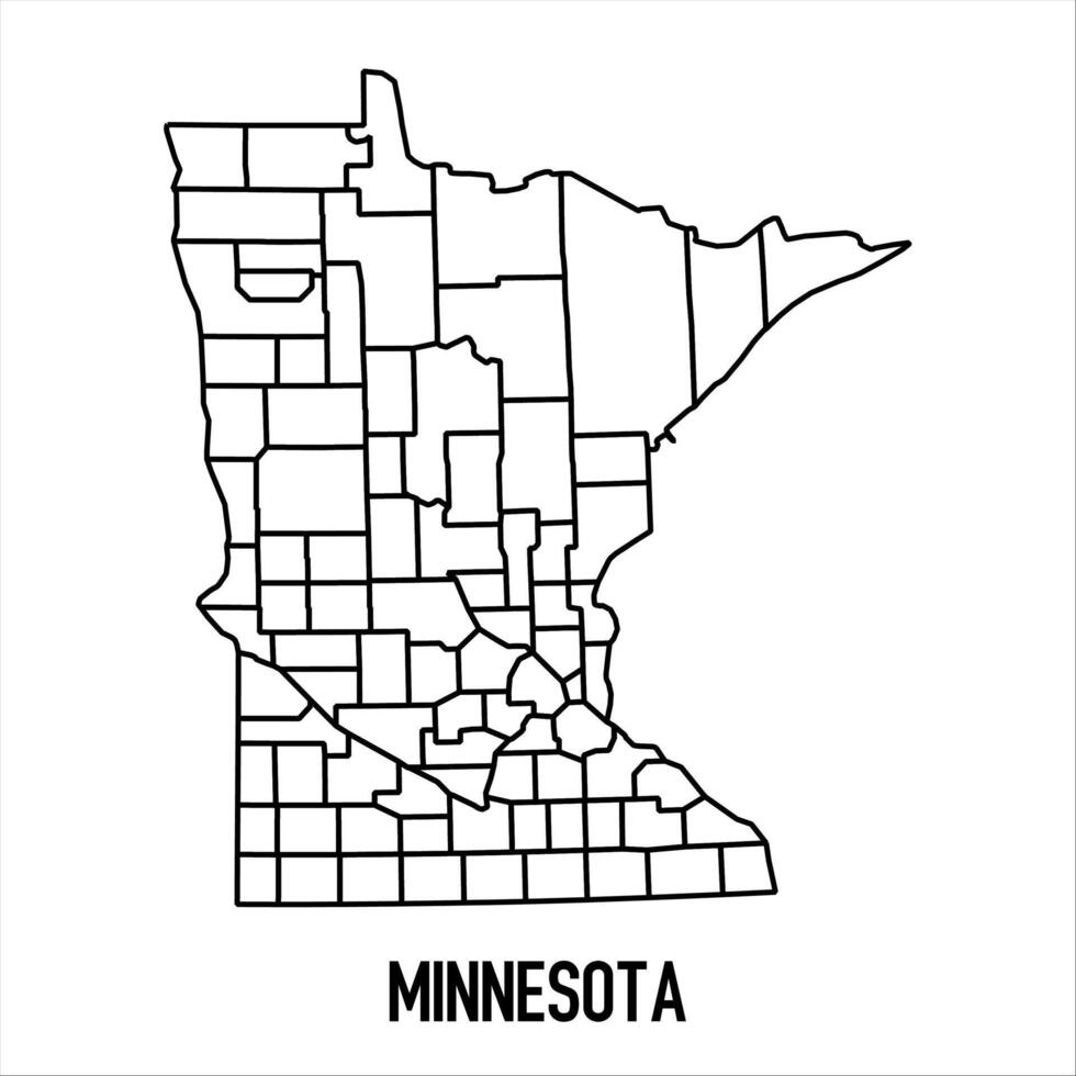 Minnesota - solid black outline border map of country area. Simple flat illustration vector