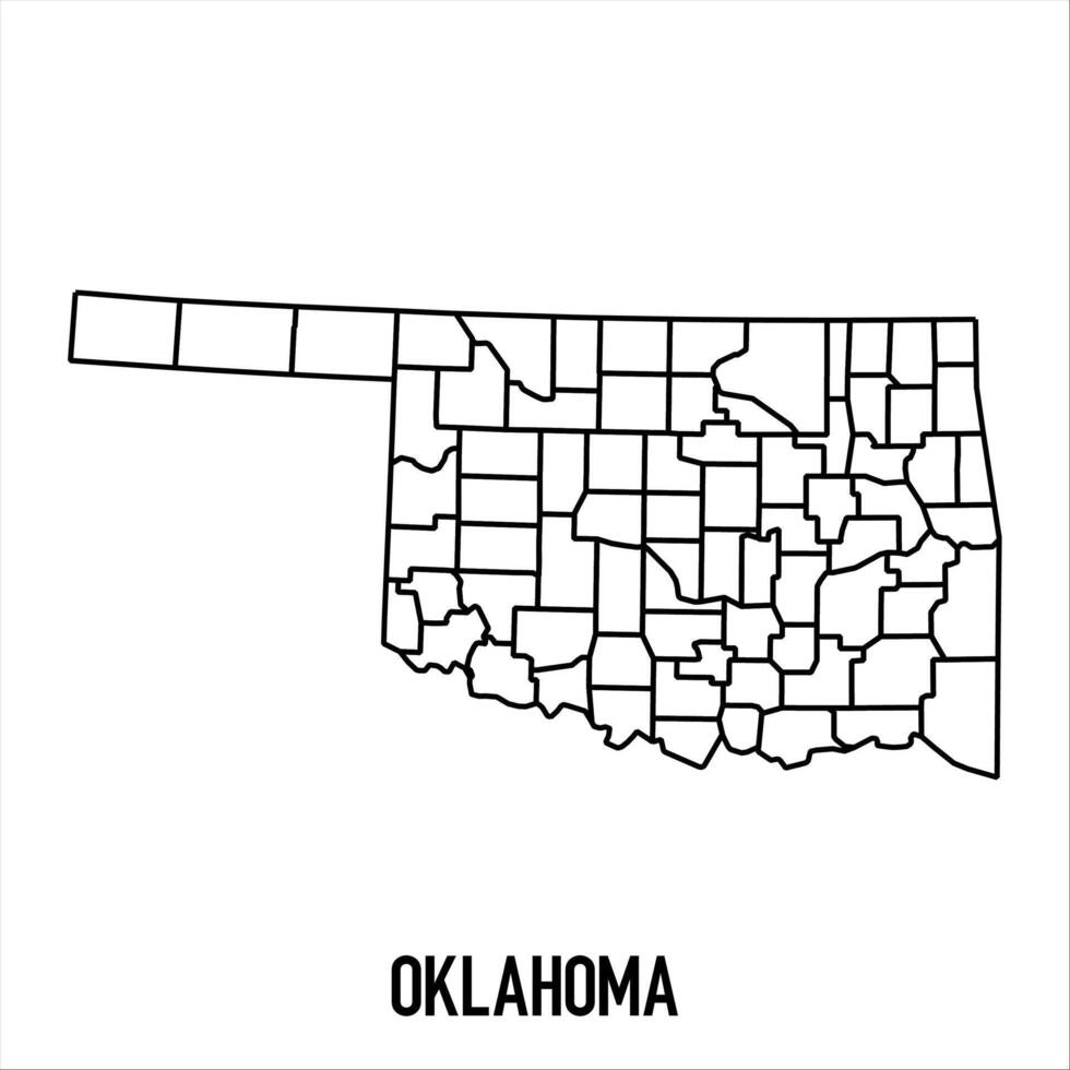 Oklahoma - solid black outline border map of country area. Simple flat illustration vector