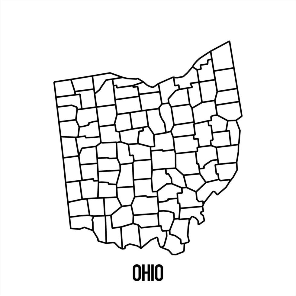 Ohio - solid black outline border map of country area. Simple flat illustration vector