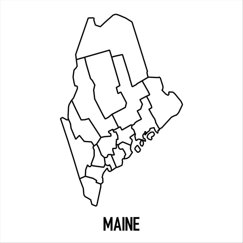 Maine - solid black outline border map of country area. Simple flat illustration vector