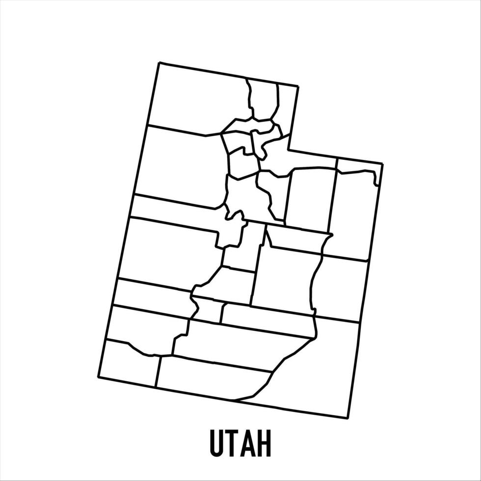 Utah - solid black outline border map of country area. Simple flat illustration vector