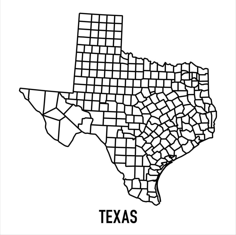 Texas - solid black outline border map of country area. Simple flat illustration vector
