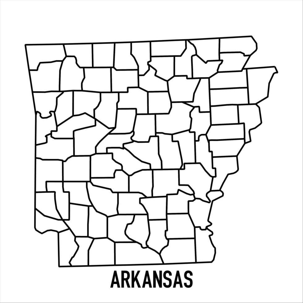 Arkansas - solid black outline border map of country area. Simple flat illustration vector