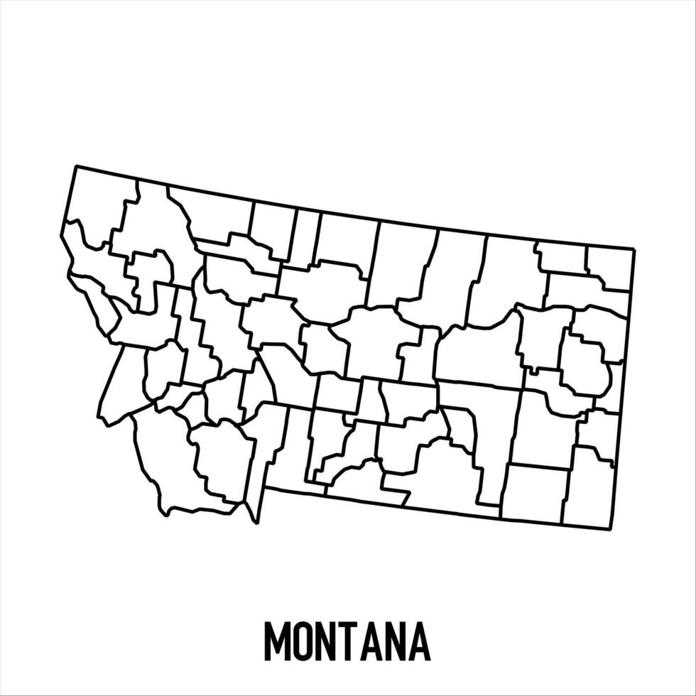 Montana - solid black outline border map of country area. Simple flat illustration vector