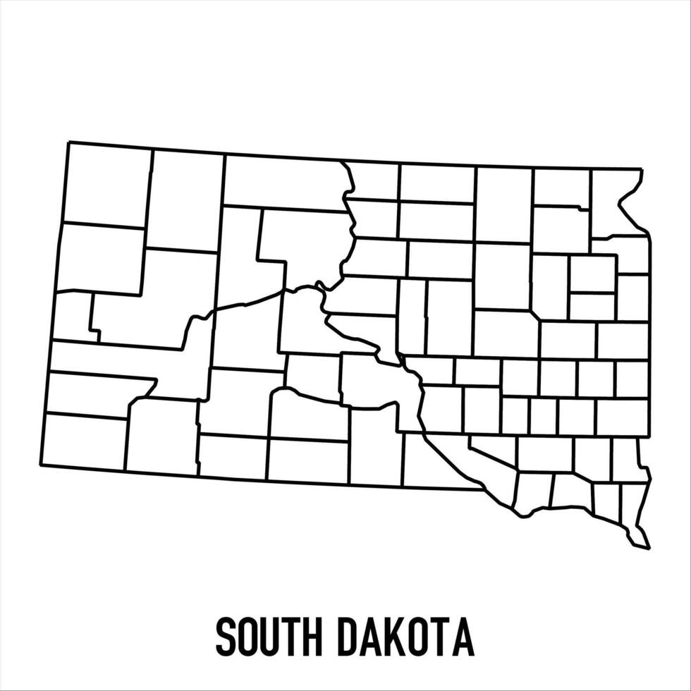 South Dakota - solid black outline border map of country area. Simple flat illustration vector