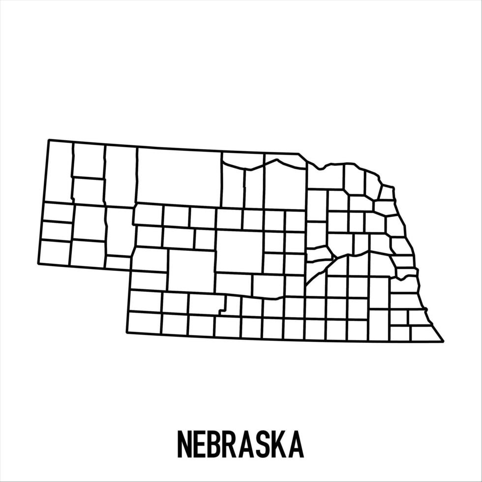 Nebraska - solid black outline border map of country area. Simple flat illustration vector