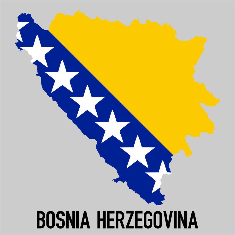 Bosnia And Herzegovina map with flag, Map illustration vector