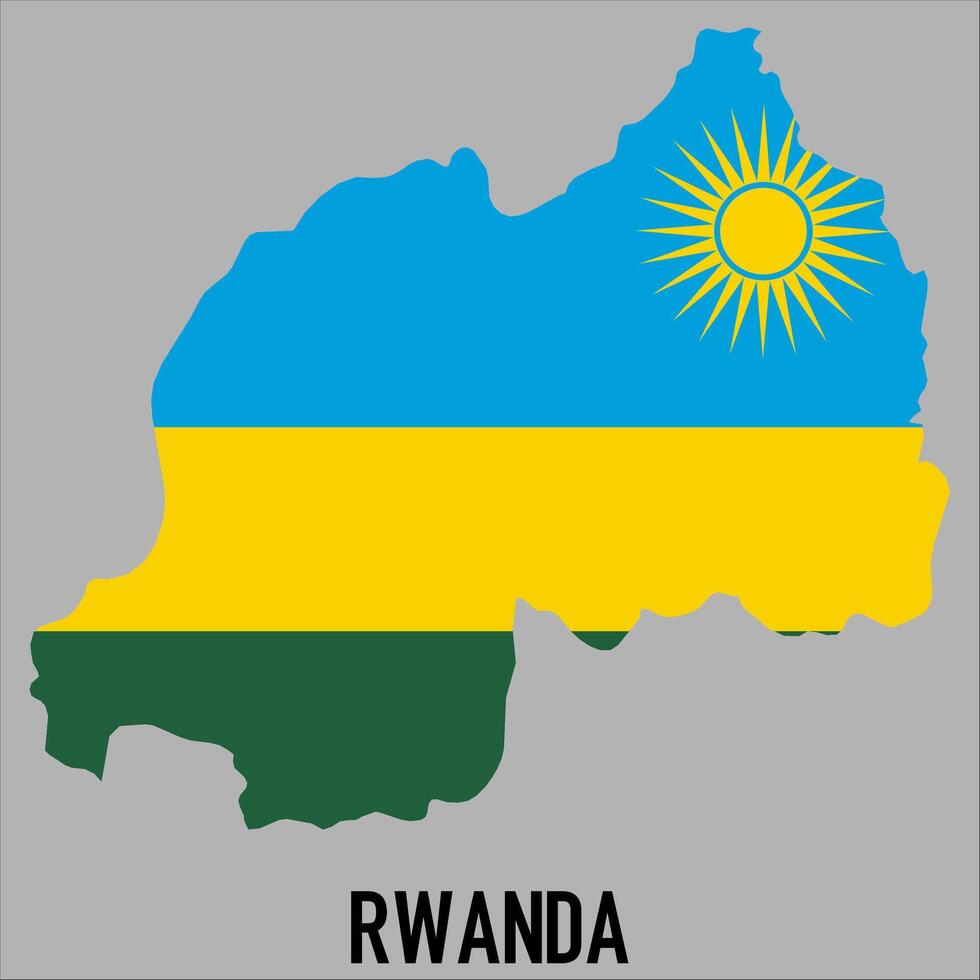 Rwanda map with flag, Map illustration vector