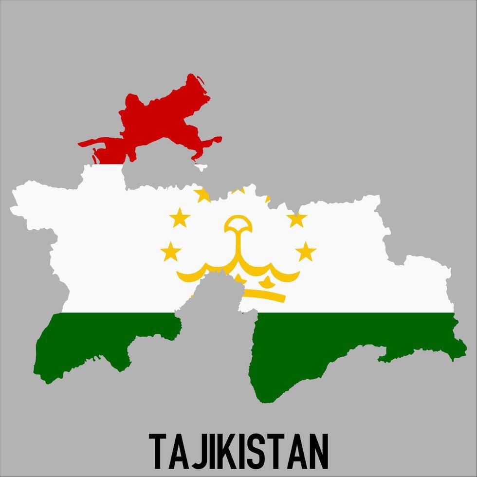 Tajikistan map with flag, Map illustration vector