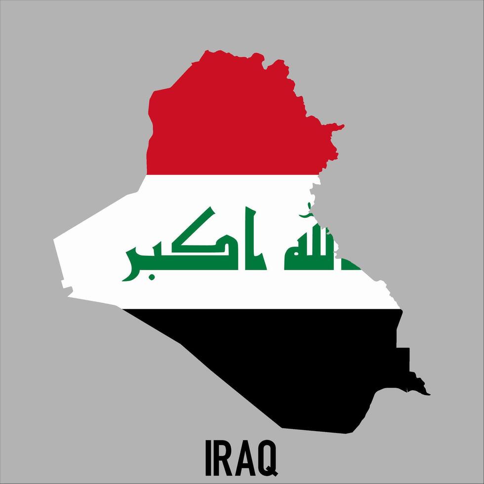 Iraq map with flag, Map illustration vector