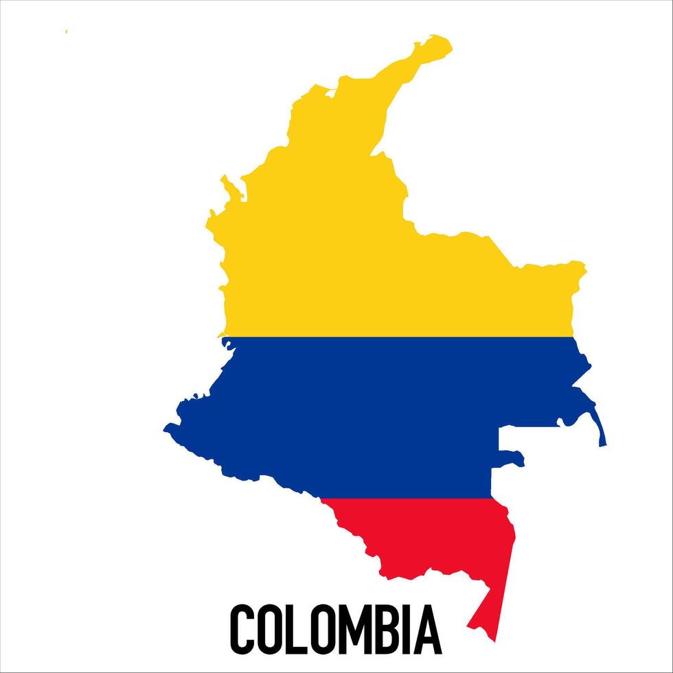 Colombia map with flag, Map illustration vector